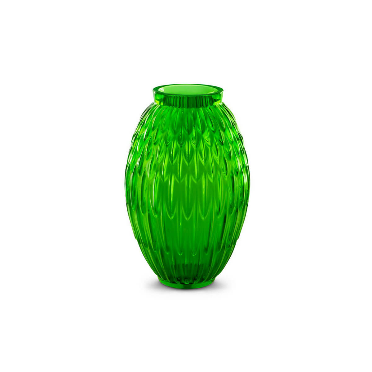 Ваза Lalique Plumes большая зеленая 10758500 Ваза Lalique Plumes зеленая большая