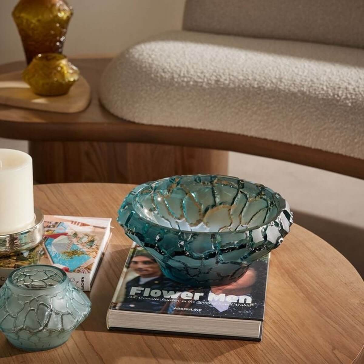 Ваза-подсвечник Lalique Caldera синяя_3 Ваза-подсвечник Lalique Caldera синяя