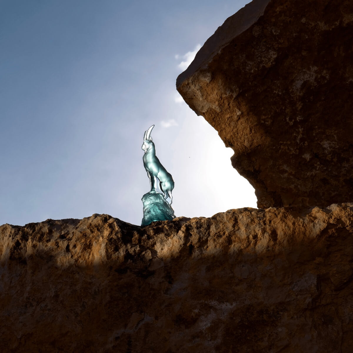 Скульптура Lalique Ibex Козерог синяя_2 Скульптура Lalique Ibex Козерог синяя