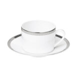 Чайная чашка Christofle Malmaison Platinum с блюдцем