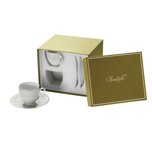 Кофейные чашки Christofle Malmaison Impériale Gold с блюдцами набор из 2-х