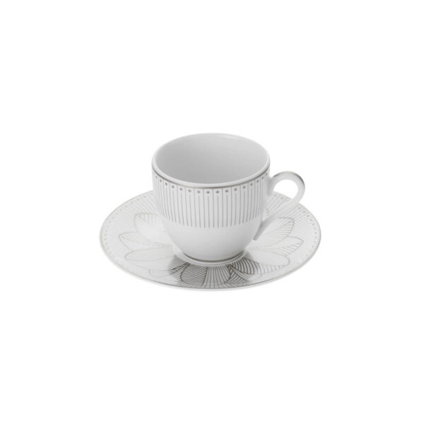 Кофейные чашки Christofle Malmaison Impériale Platinum с блюдцами набор из 2-х