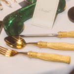 Набор столовых приборов Christofle Pompon 4 предмета посеребрение с позолотой