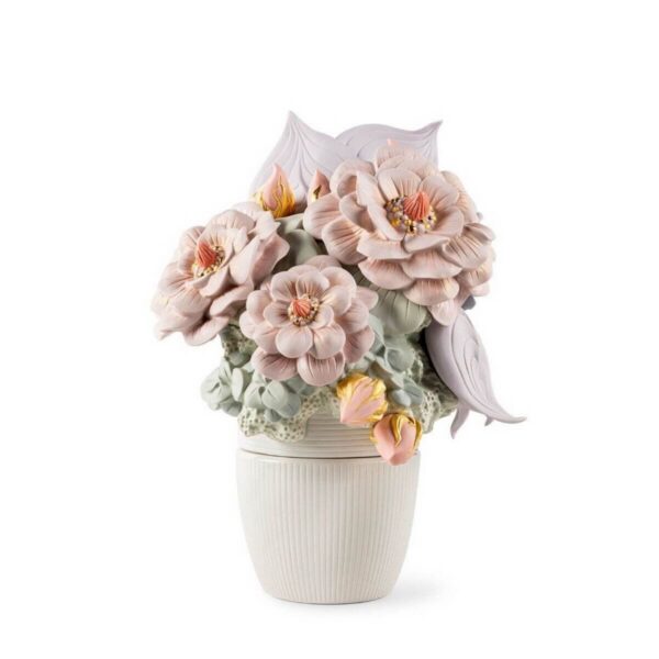 Скульптура Lladro Vase with Flowers Ваза с цветами розовая