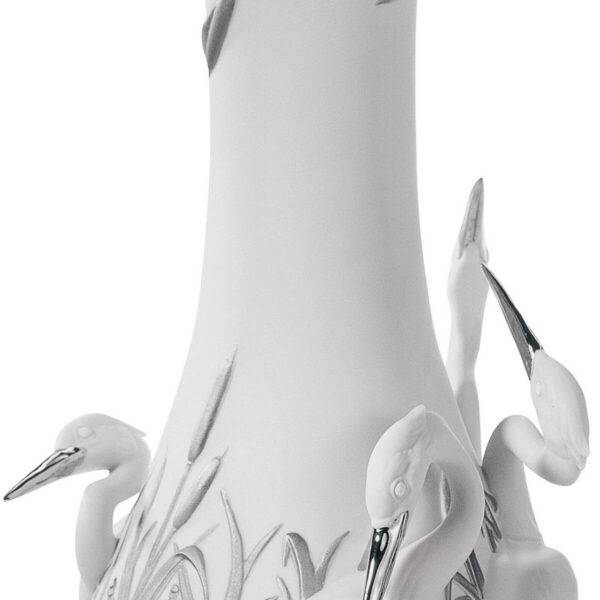 Ваза Lladro Herons' Realm Царство цапель с серебряным блеском