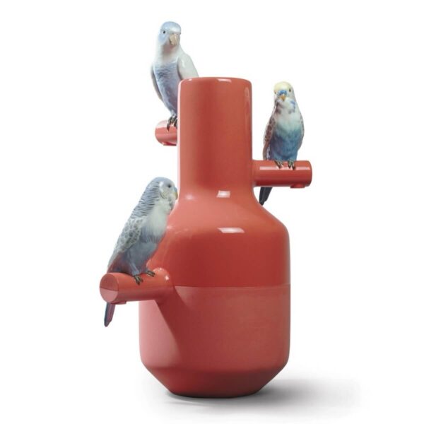 Ваза Lladro Parrot Parade Парад попугаев красная