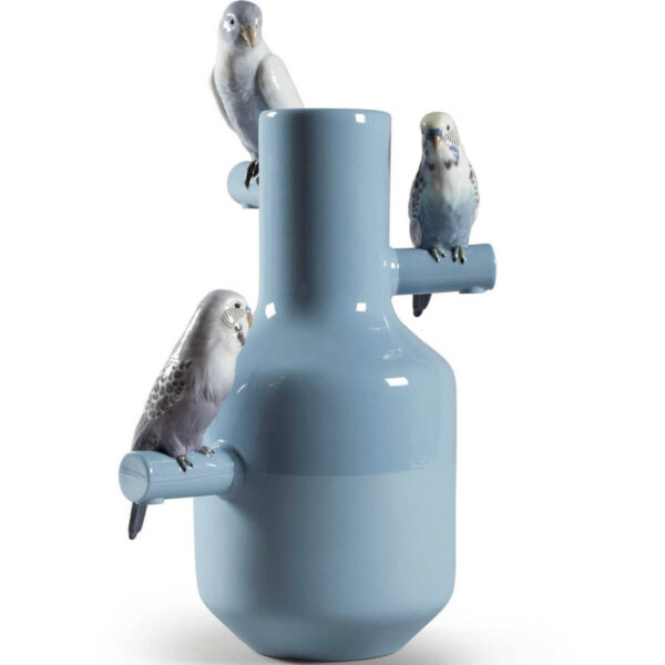 Ваза Lladro Parrot Parade Парад попугаев синяя