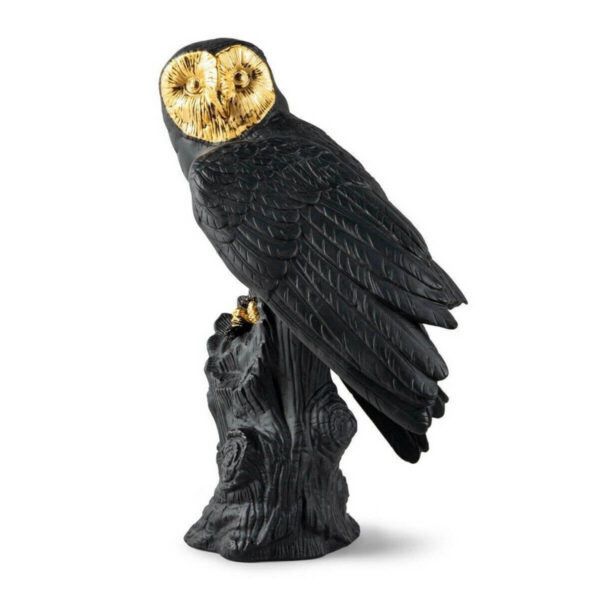 Скульптура Lladro Owl Сова чёрно-золотая