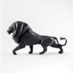 Скульптура Lladro Lion Лев оригами чёрная