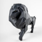 Скульптура Lladro Lion Лев оригами чёрная