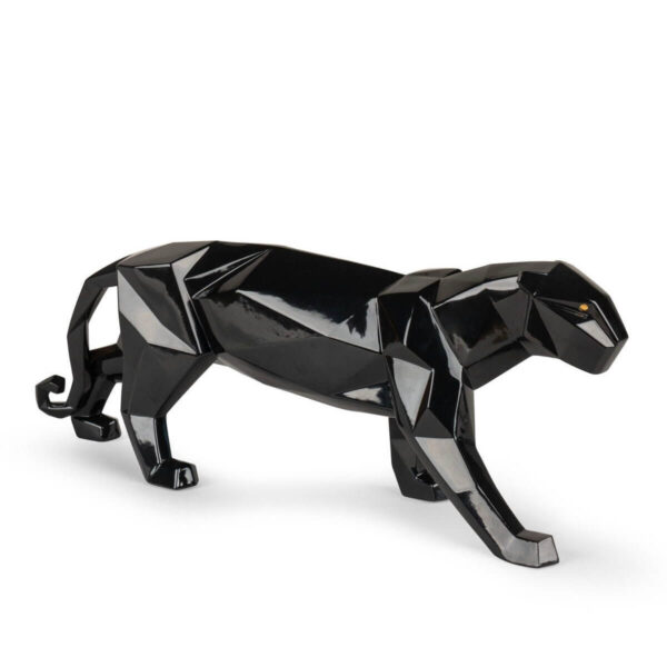 Скульптура Lladro Panther Пантера оригами чёрная глазурованная