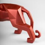Скульптура Lladro Panther Пантера оригами красный металлик