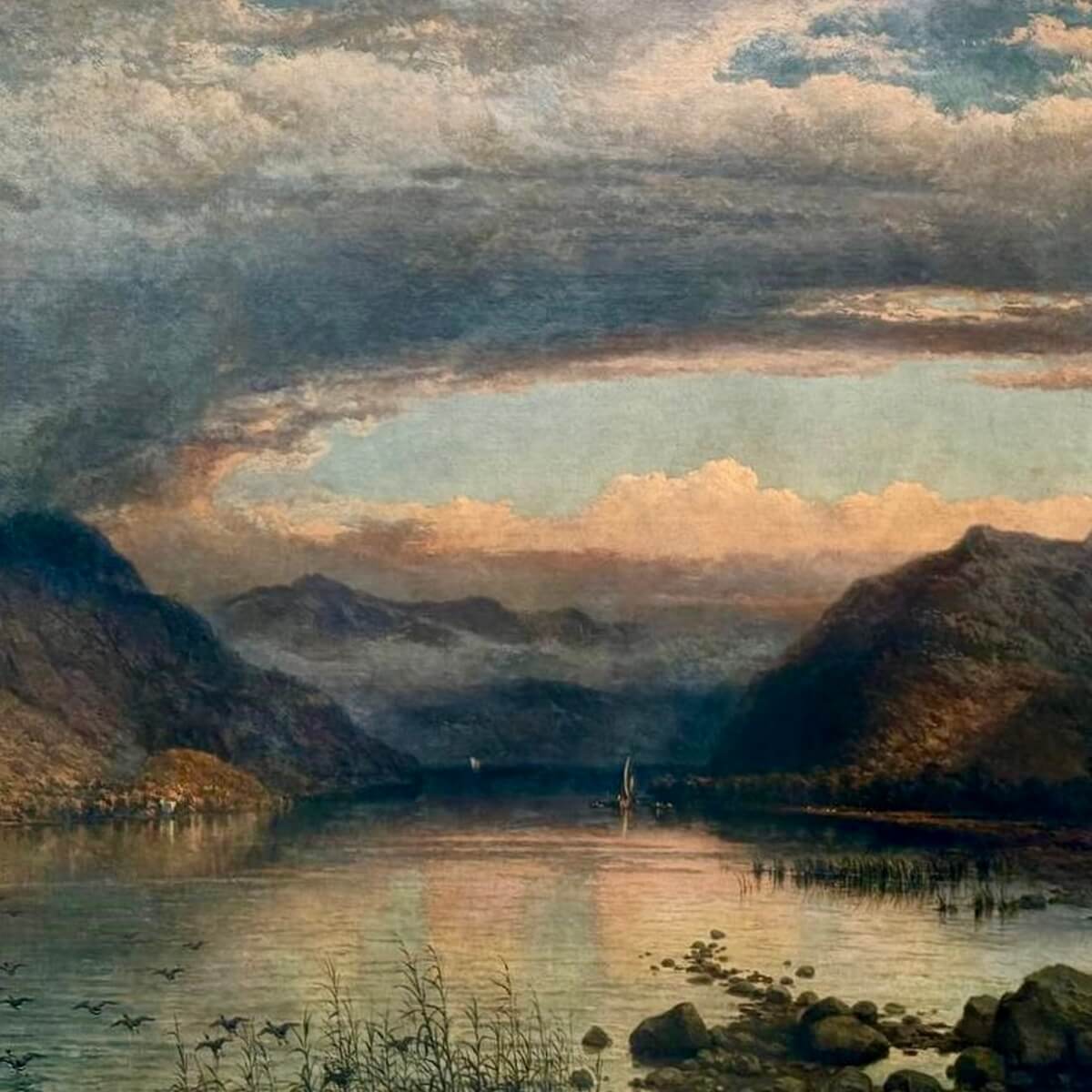 Картина Вид на озеро в Италии - Джордж Эдвардс Геринг (George Edwards Hering)_2 Картина Вид на озеро в Италии - Джордж Эдвардс Геринг (George Edwards Hering)