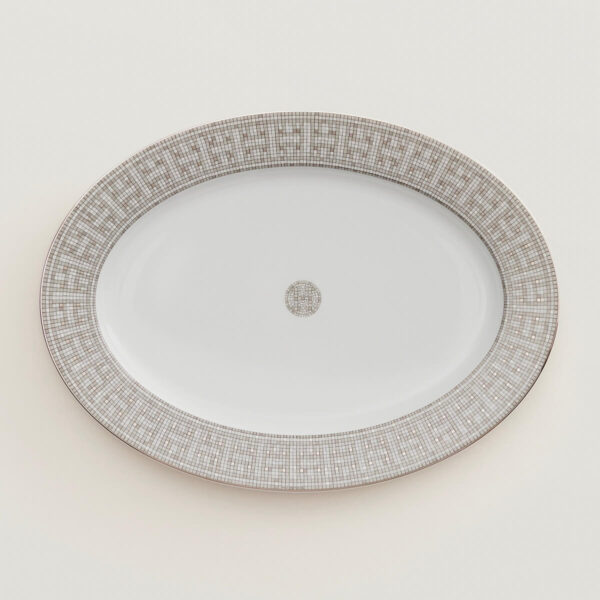 Блюдо овальное Hermès Mosaique au 24 platinum маленькое