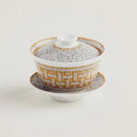 Чайная чашка Hermès Mosaique au 24 gold с крышкой и блюдцем