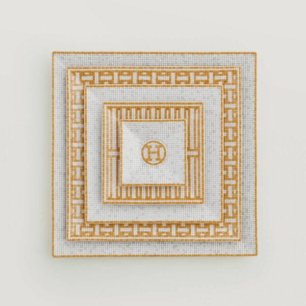Тарелки квадратные Hermès Mosaique au 24 gold набор из 5-ти