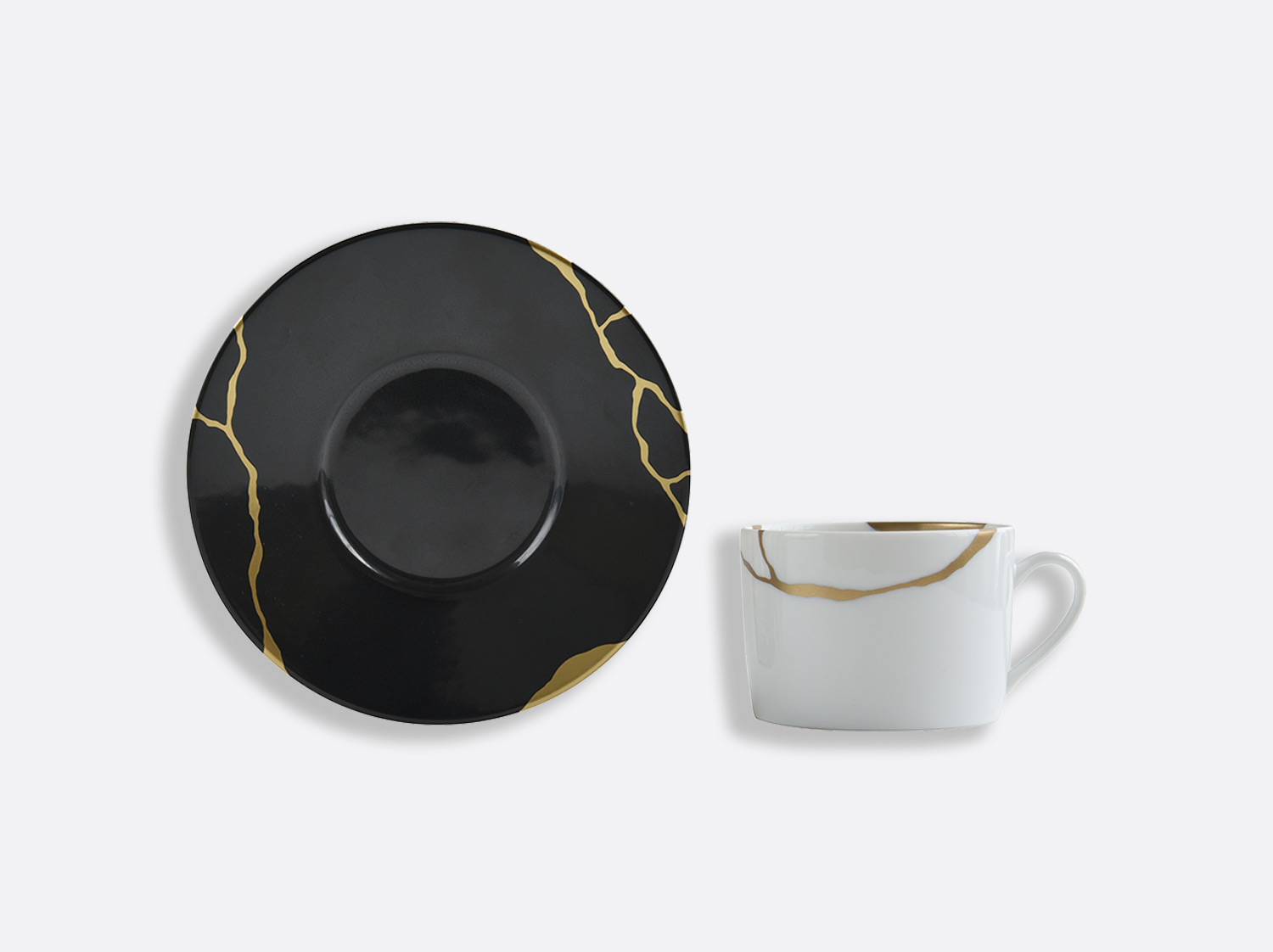 KintsugiCharbon_PTThe1 Чайная чашка Bernardaud Kintsugi с блюдцем 150 мл Charbon — изображение 1