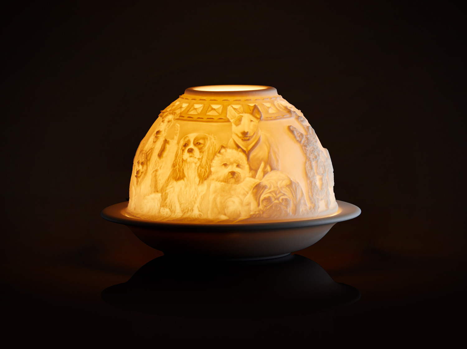 New_LesChiens_Nuit Led-Подсвечник Литофания Bernardaud Les chiens Собаки — изображение 6