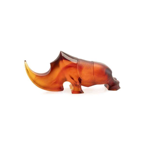 Скульптура Daum Rhinoceros Ongava Ge Pellini Носорог янтарная