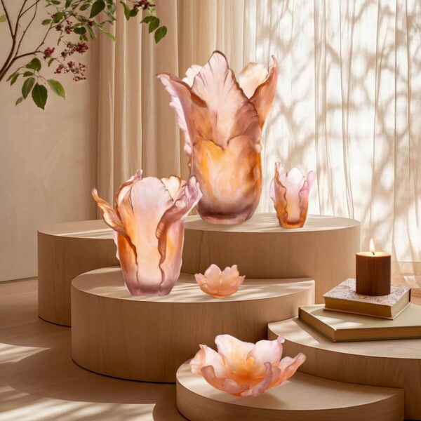 Ваза Daum Tulip Magnum янтарно-розовая