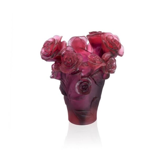 Ваза Daum Rose Passion Розы красно-фиолетовая маленькая
